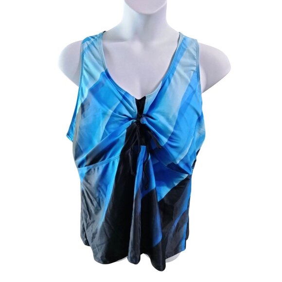 Lalagen Two-Piece Swimsuit 4XL Racerback Lace-Up Front Top High Waist Capris Set - Picture 2 of 11